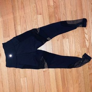 Black mesh lululemon leggings - size 4